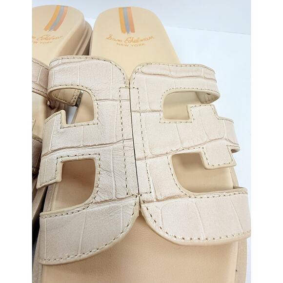 Sam Edelman Valeri Croc Embossed Leather Slide Sandals Beige Women’s Size 8M - Picture 8 of 12